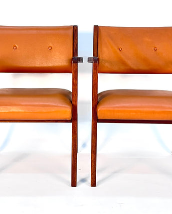 JENS RISOM (DANISH 1916-2016) C106 WALNUT MID-CENTURY CHAIRS, PAIR